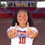 Nia Talataina is pictured "Flashing the U" on her official campus visit to the the University of Utah recently