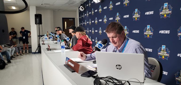 Roger McAfee served as the press conference moderator at the WCWS from 2018 to 2022